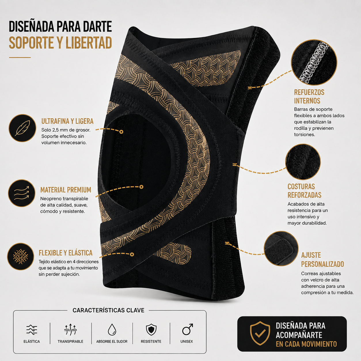 Rodillera Deportiva Ultrafina con Soporte para Menisco