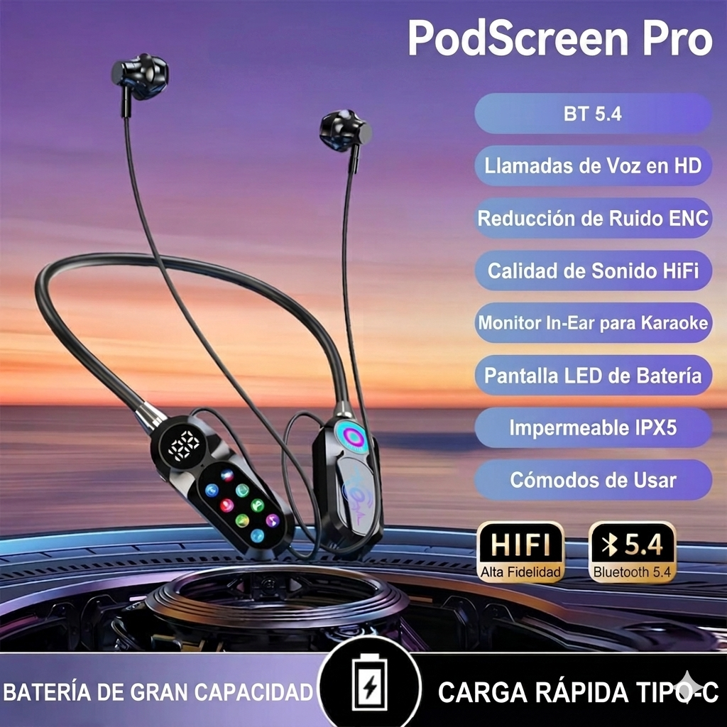 Auriculares de banda para el cuello Smart screen